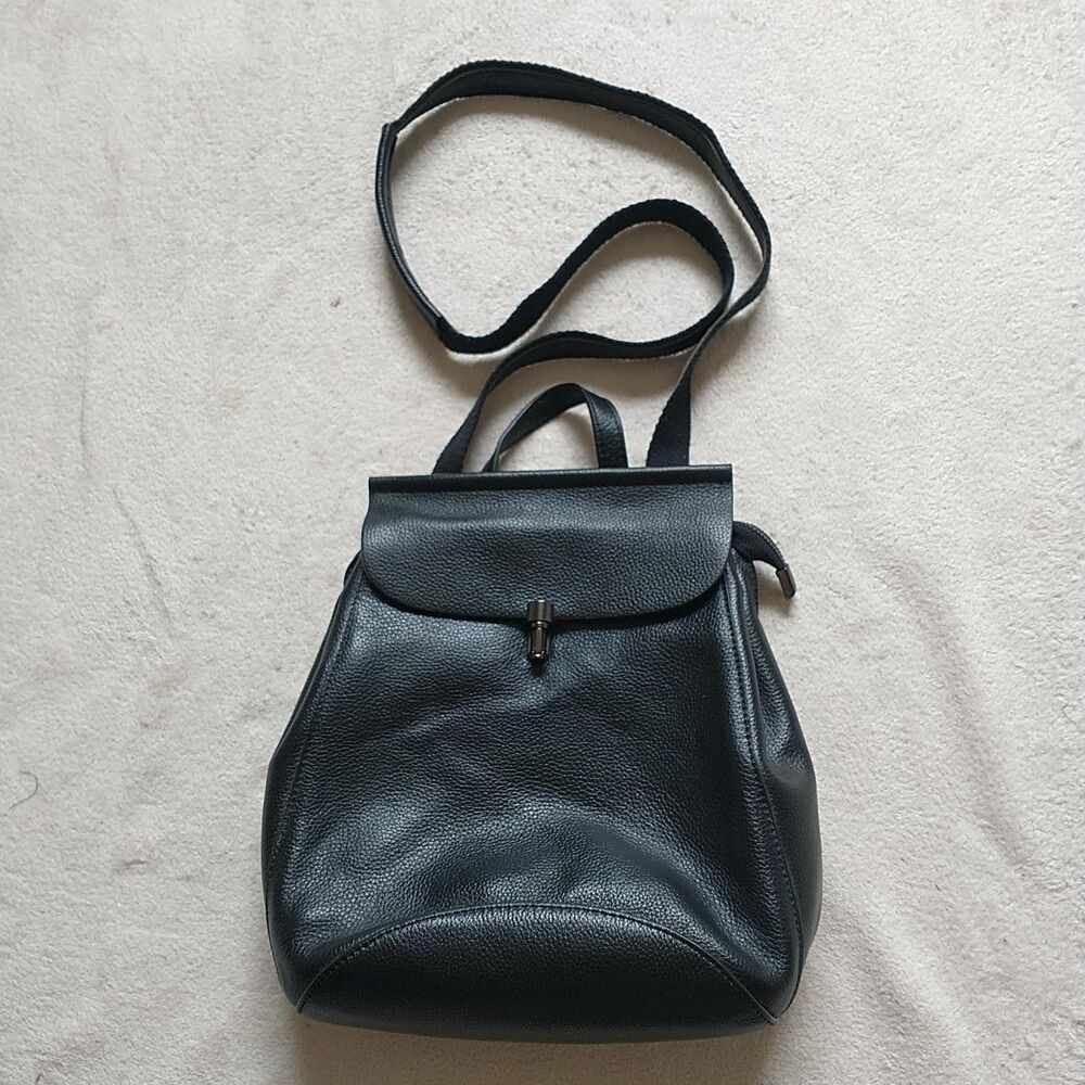 New Convertible Backpack Purse Bag Crossbody Zip Pebbled Black